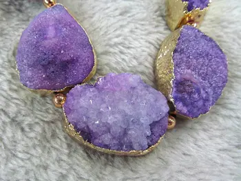 

natural agate Gems 20-50mm full strand slab freeform Drop Gold Silver wrapped purple red blue green white black mixed pendant be