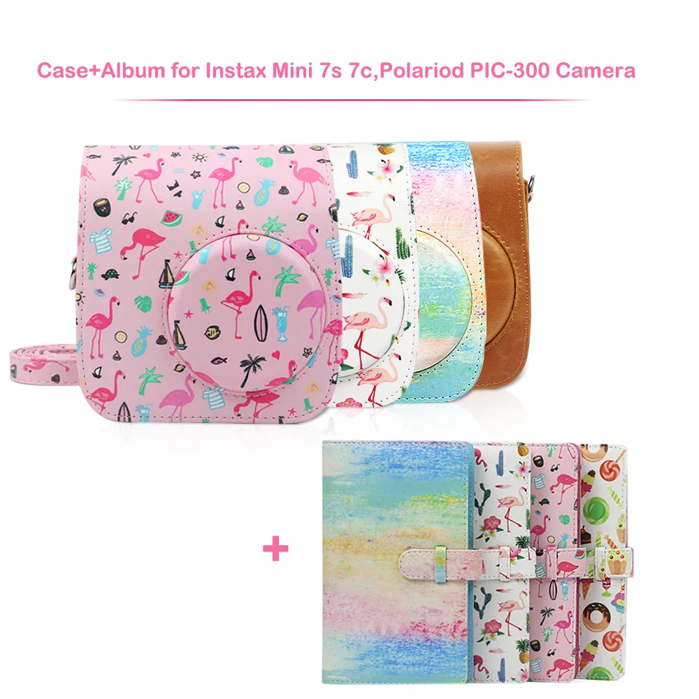 

PU Leather Camera Case Bag and 96 Pockets Album Kit for Fujifilm Instax Mini 7s 7c Instant Film Camera, Polaroid PIC-300 Camera