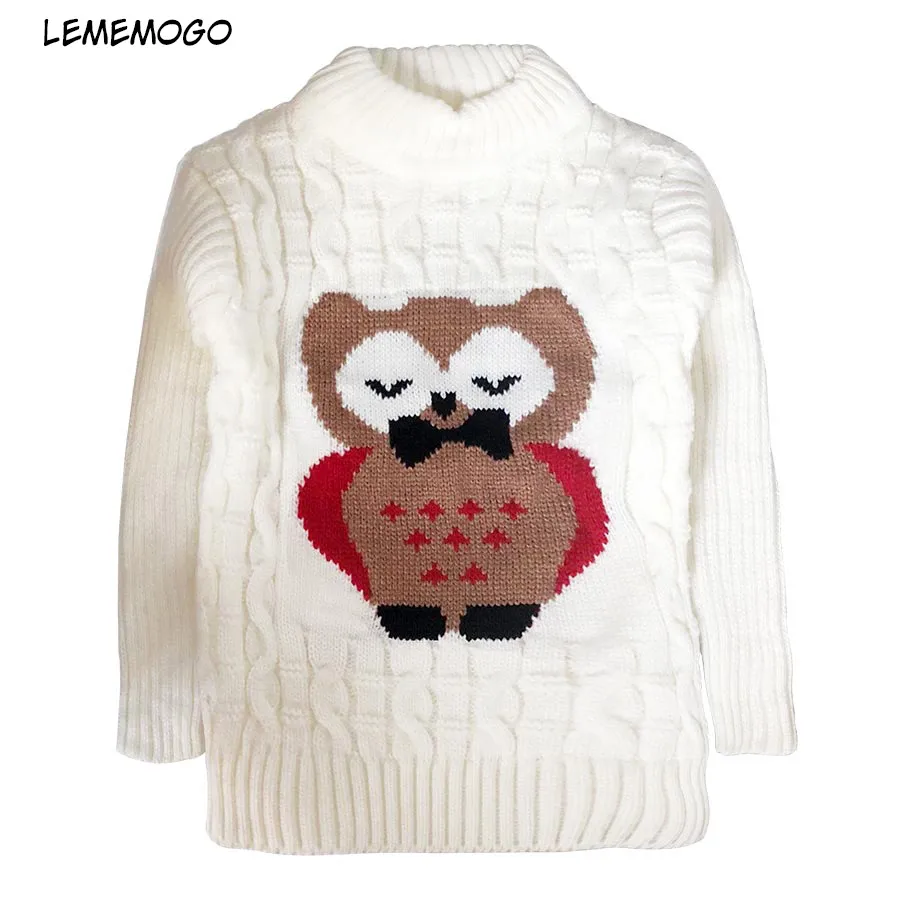 

LEMEMOGO Kids Sweaters Girls Cartoon Owl Knitted Turtleneck Baby Sweater Autumn Winter Children Sweater Coats for Girl Clothing