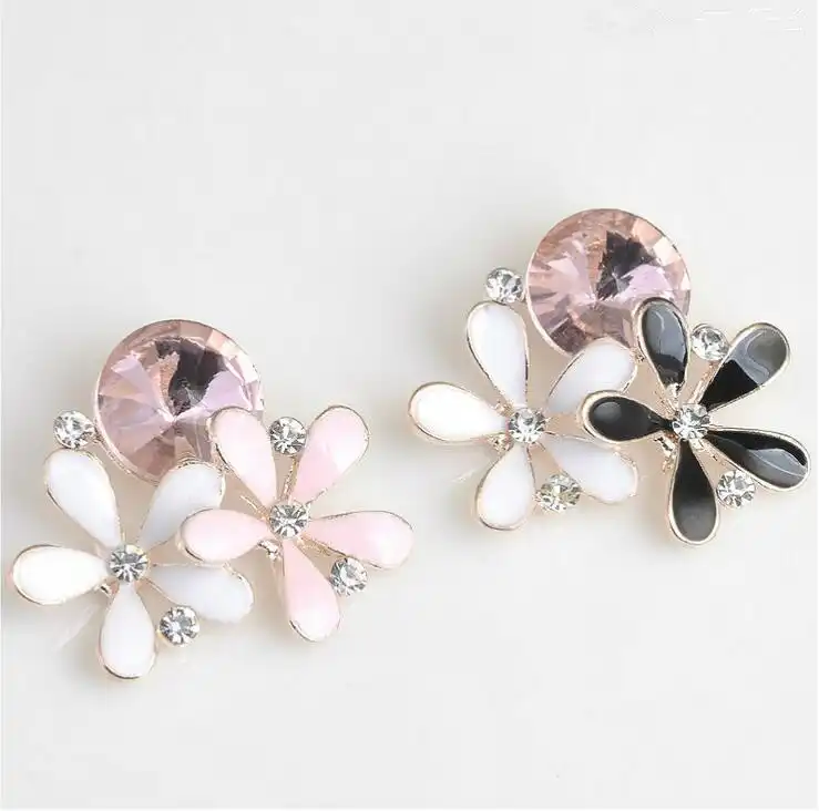 10pcs Lot Pink Stone Black White Flower Hairbow Center Wedding