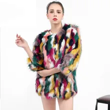 TUHAO PLUS rozmiar 3XL kobiety eleganckie futra kolorowe płaszcz ze sztucznego futra Multicolor urząd LADY kobieta ciepłe zimowe futerko FR03