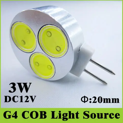 

10pcs 3w COB G4 DC 12v 20mm Cylinder Shape Light Source Cool Warm White For Droplight Spotlight indoor lighting