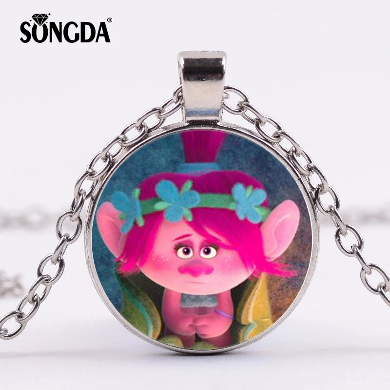 

SONGDA 2018 Children Trolls Poppy Princess & Branch Cartoon Figures Pendant Necklace DreamWorks Anime Movies Series Kids Jewelry