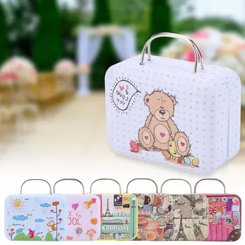 

1Pcs 7.6cm 7 Style Metal Candy Box Retro Candy Storage Box Tin Box Retro Suitcase Handbag Small Rectangular Candy Box