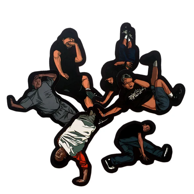 

6 sheets Street Dancers Skateboard Stickers Pack, Cool Bike Laptop Luggage Guitar Car Decals, Waterproof Vinyl Sharp Colors