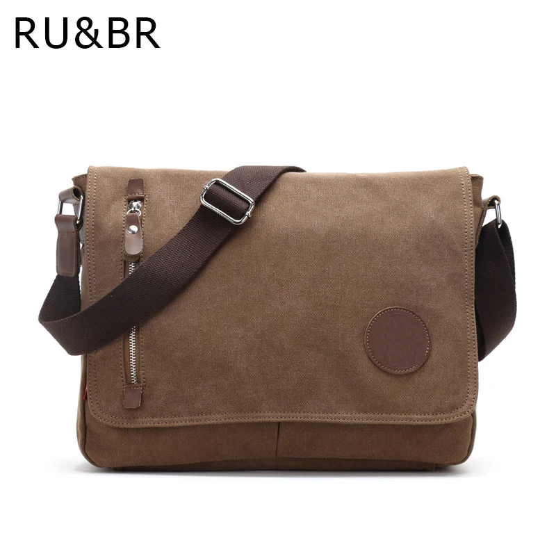 RU&BR New Male Package Canvas Casual Men's Shoulder Bag Korean Student