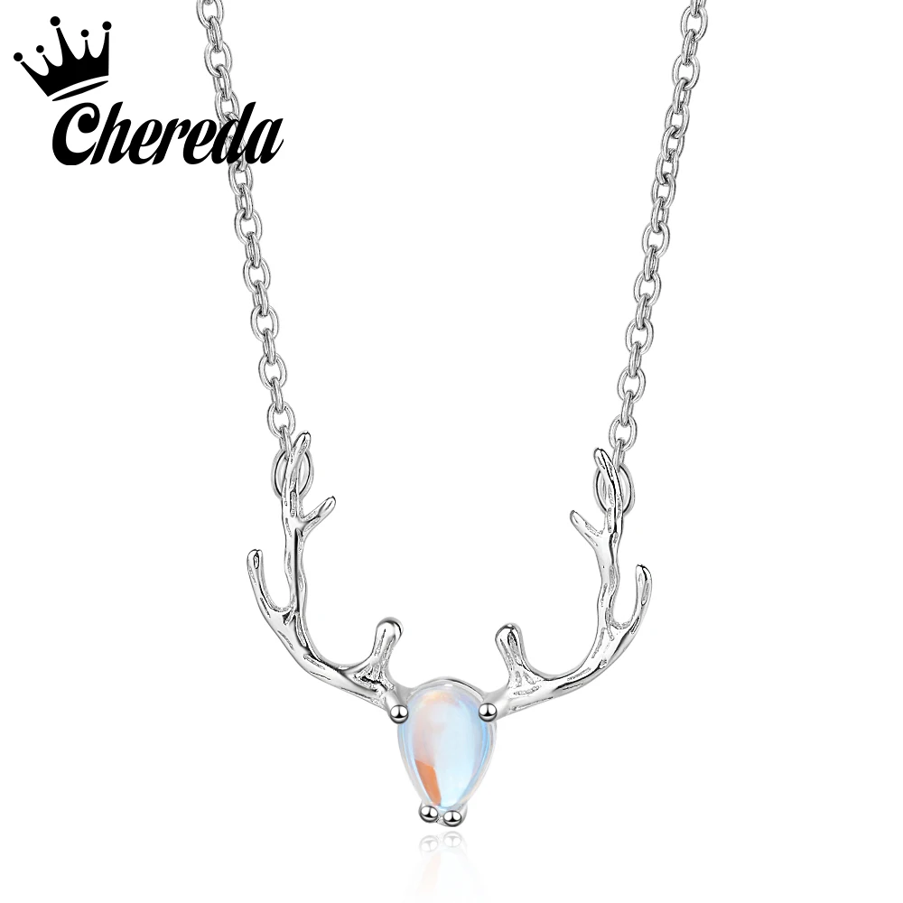 

Chereda Christmas Gift Deer Necklace for Women Crystal Cute Animal Elk Pendants Necklace Fine Jewelry Collar Femme Gift