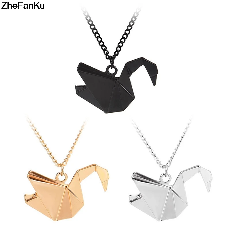 

Elegant Origami Swan Necklace Charm Women Maxi Jewelry 2018 Pretty Chain Pendant Necklace Collares Couples Bridesmaid Gift