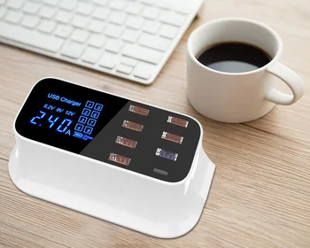 

EU 8 Port USB Charger 8A LED Display Quick Charge 3.0 Type C Fast Charging Station For iPhone iPad Samsung Huawei AC Adapter