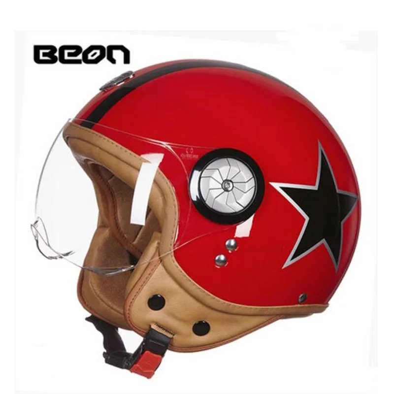Европейский сертификат ECE BEON 3/4 мотоциклетный шлем ретро принц мотоциклетный шлем из ABS с PC линзой козырек ccc - Цвет: Красный