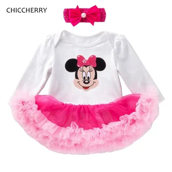 

Minnie Long Sleeve Lace Romper Dress Headband Children's Dress Newbown Baby Girl Clothes Infant Clothing Toddler Birthday Outfit