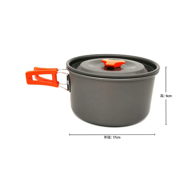 VILEAD Camping al aire libre de pesca de maceta tetera combinación 2-3 persona conjunto olla con tetera utensilios de cocina conjunto de tres piezas hacer café