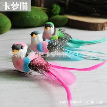 

6pc/lot Feather Emulation bird Window Dressing props foam home decor garden landscape wedding party decoration colourful