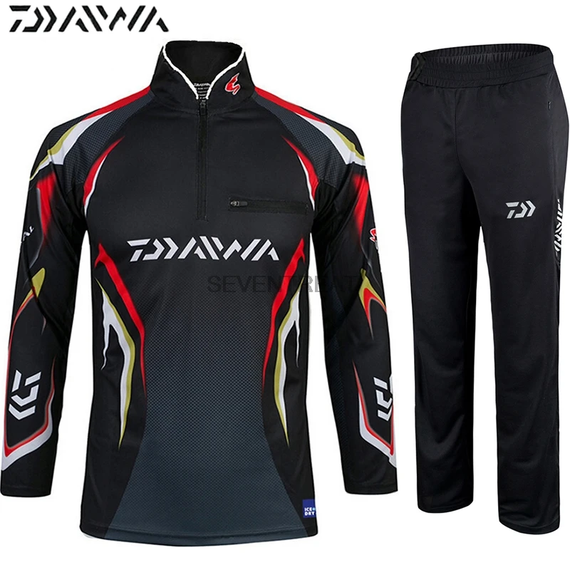 

2017 Summer Sun Fishing Clothing Sets Men Breathable Anti-UV DAIWA DAWA Outdoor Sportswear Suit Fishing Shirt Fishing Pants