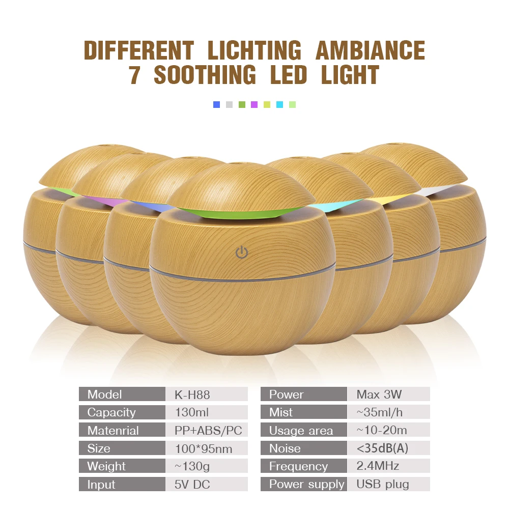 Changeable Aroma Essential Oil Diffuser Mini USB Air Humidifier Portable Ultrasonic Mist Humidifier