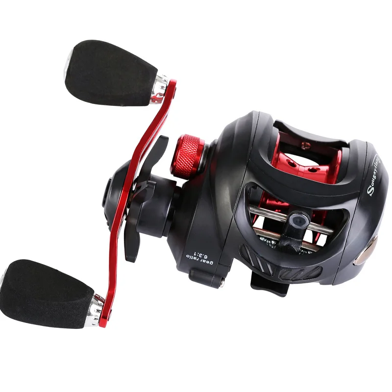 Sougayilang Rod Combo 4 Sections Carbon Fiber Casting Rod 2.1M/2.4M with Baitcasting Reel 12 +1BB Right/Left Hand Fishing Reel