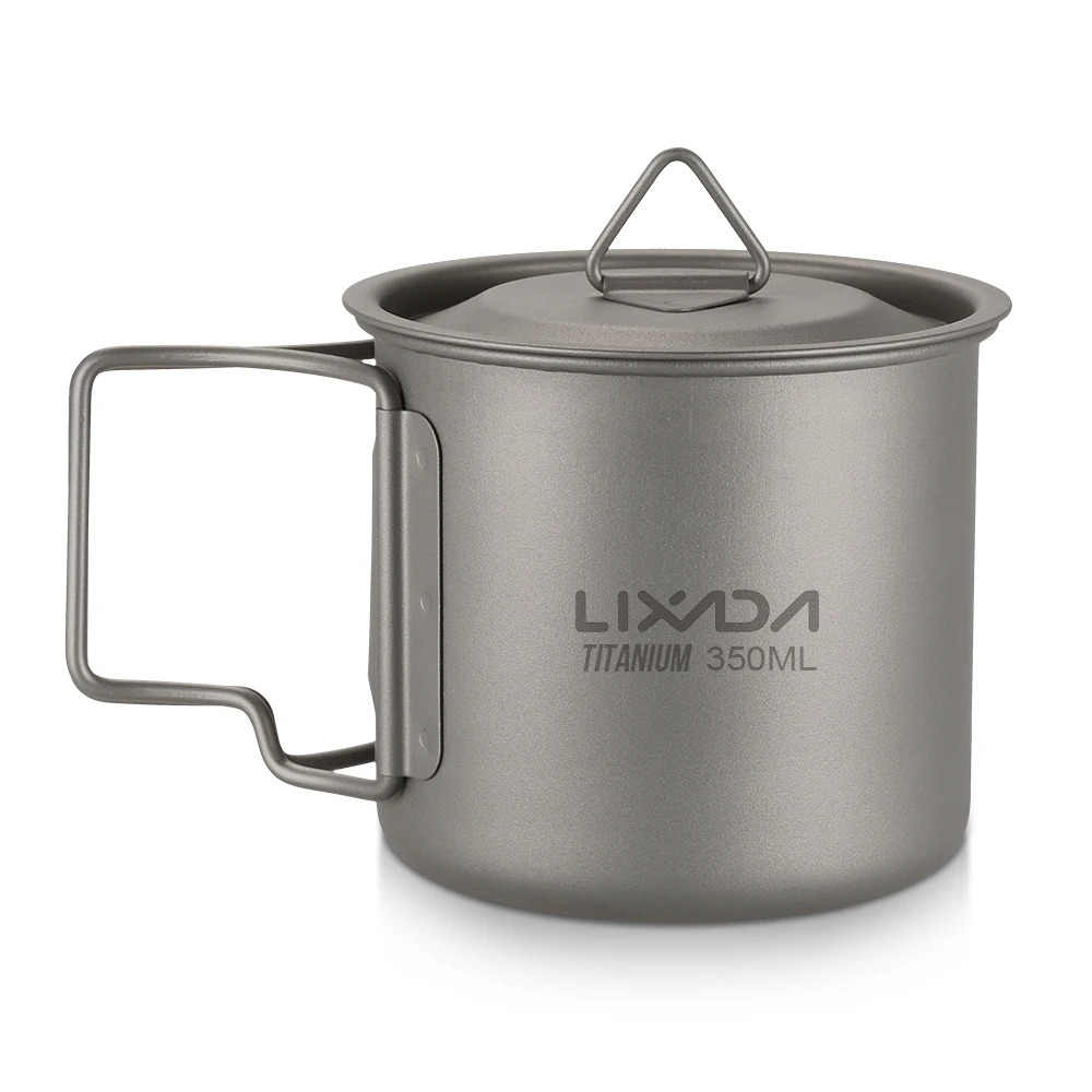 

Lixada Ultralight Titanium Cup New Titanium Pot Outdoor Camping Titanium Bowl Portable Picnic Water Cup Mug with Foldable Handle