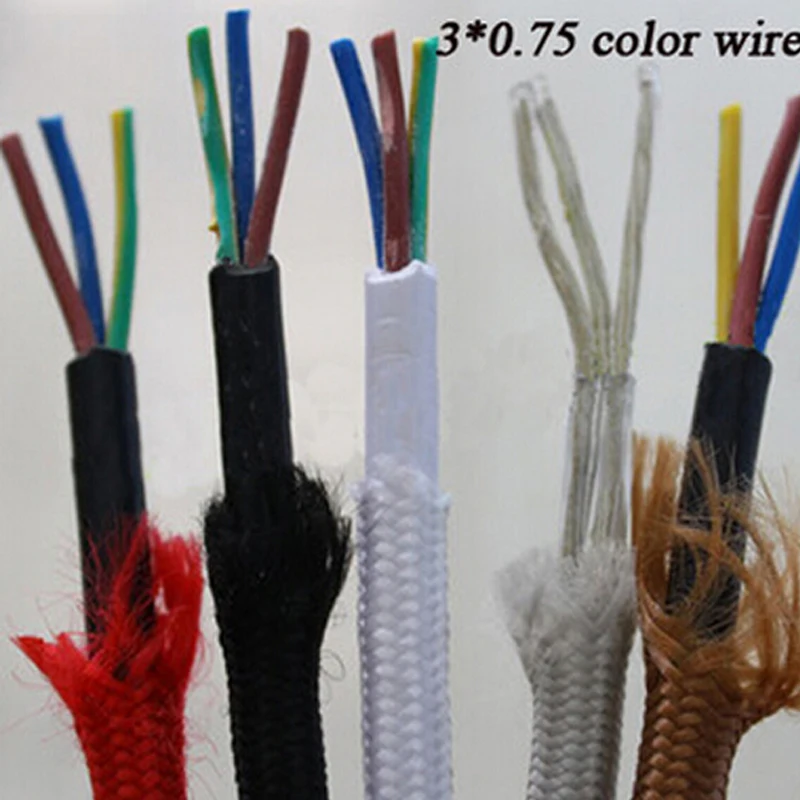3*0.75mm2 Edison Twisted Fabric Wire Vintage 3 copper cores Gold Retro