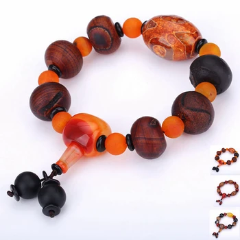 

3A Natural mix agate Tibet Dzi Chakra Bracelet Men Black Lava Healing Balance Beads Reiki Buddha Prayer Yoga Bracelet For Women