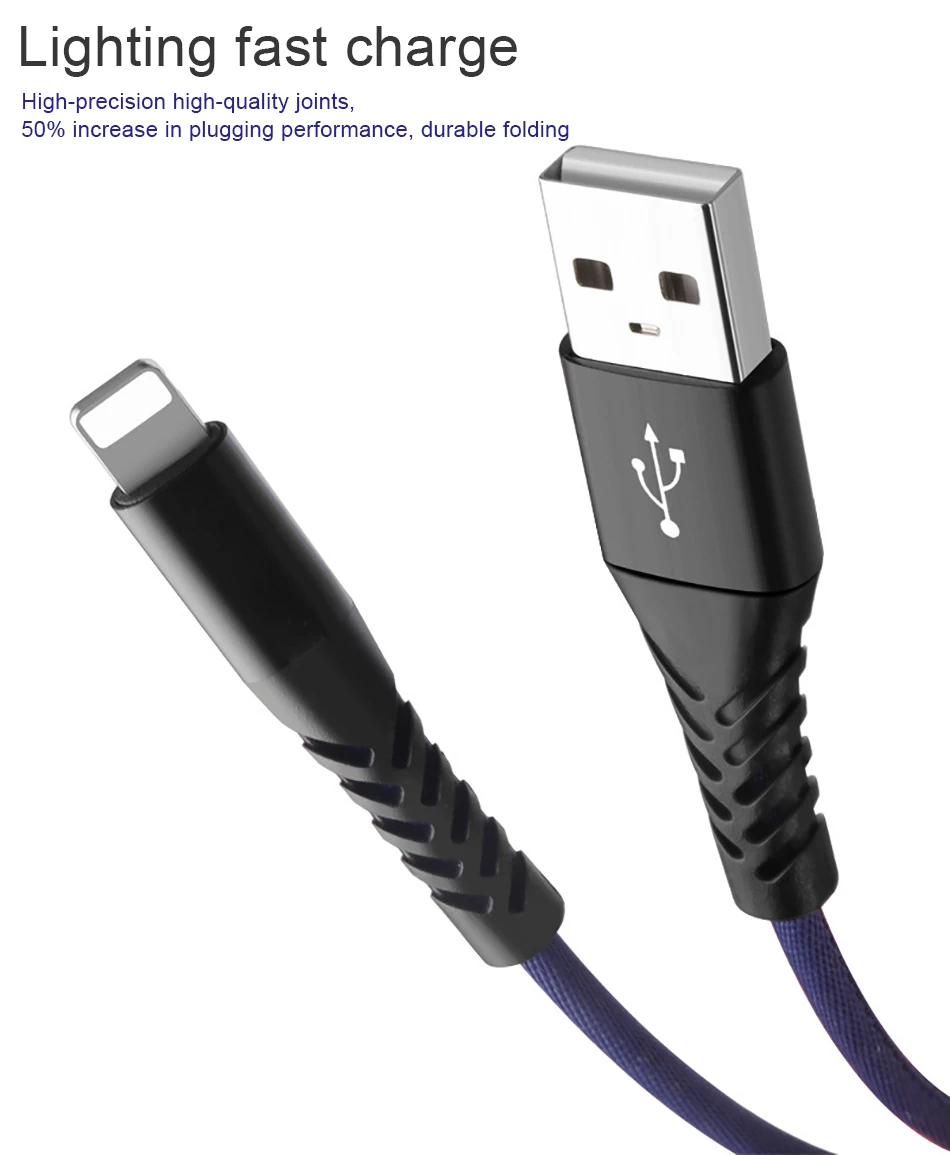 NOHON Durable Fast Charger Data USB Cable For Apple iPhone XS MAX XR X 7 6 8 6S 5S Plus IOS 10 11 12 Lighting Phone Charge Cable (2)