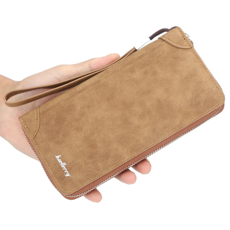 

New Men PU Wallet High Quality Zipper Wallets Men Long Purse Male Clutch Phone Bag Wristlet Coin Purse Card Holder