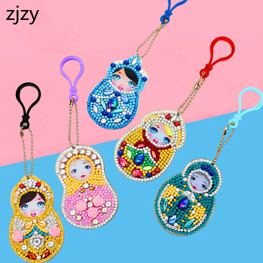 

New Special Shape Diamond Painting Russian Doll Keychain Pendant 5D DIY Diamond Embroidery Children's Handmade Gifts