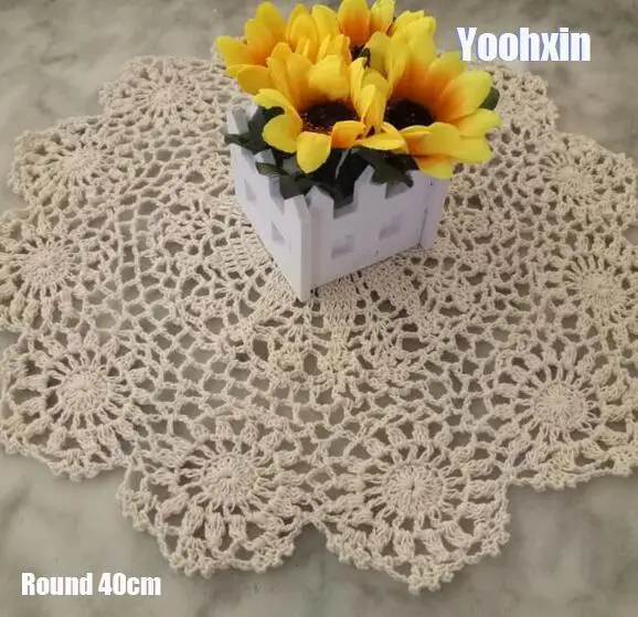 

Modern Cotton Lace Crochet Tablecloth Round Doily Table Napkin Placemat Mat Cup Pad Drink Coaster Set Coffee Table Decorations