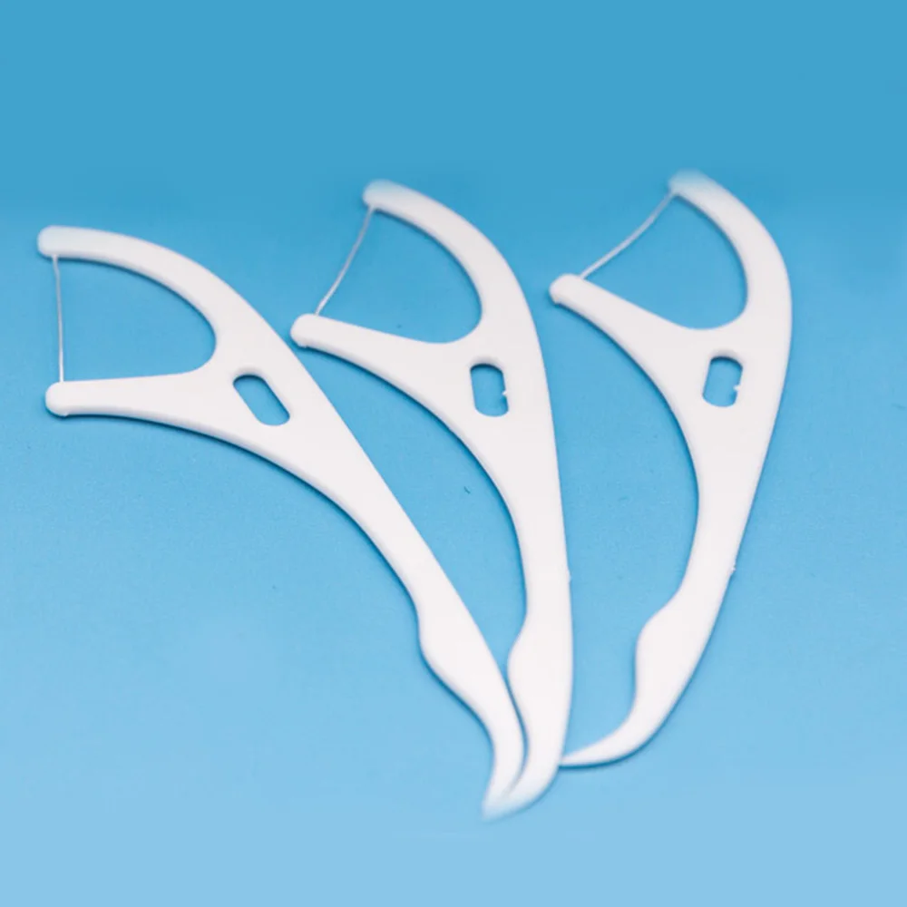 

50Pcs White Dental Floss Sticks Toothpicks Oral Care Tooth Cleaning Supply for Automatic Storage Box