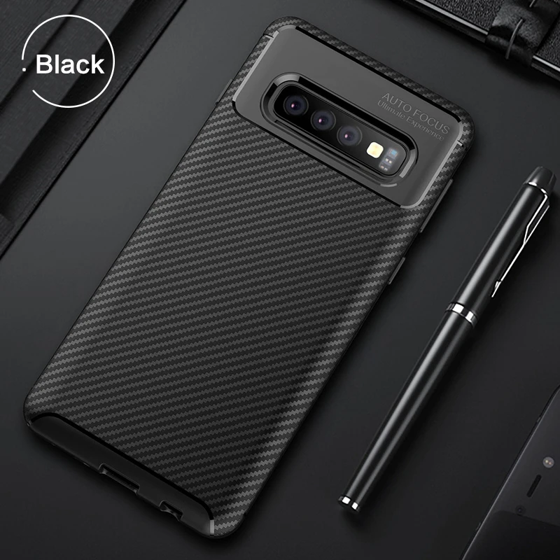 

For Samsung Galaxy S10 Plus Case Luxury Soft Silicon Back Cover Carbon Fiber TPU Shockproof Case For Galaxy S10 S10e Phone Cases