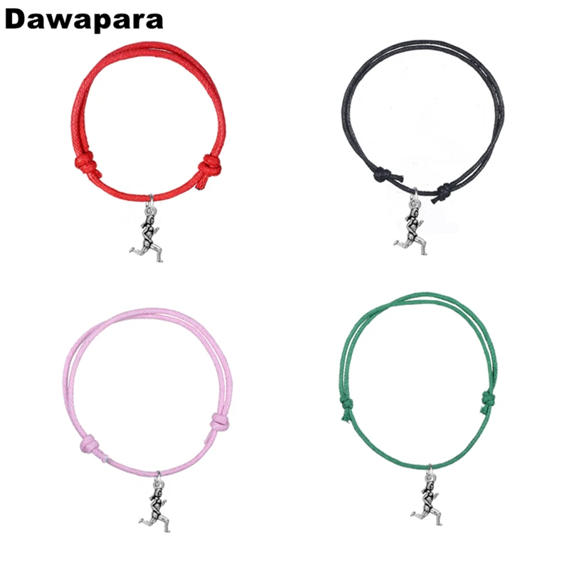 

Dawapara Tibetan Silver Plated Women Runner Charm Pendant Bracelet Handmade Adjustable Korean Wax Cord Chain Fashion Jewelry