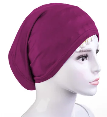 Мусульманский крест шарф Внутренняя Хиджаб шапка исламский головной убор тюрбан головной платок мусульманский шарф головной убор хиджаб для мусульманок - Цвет: Фуксия