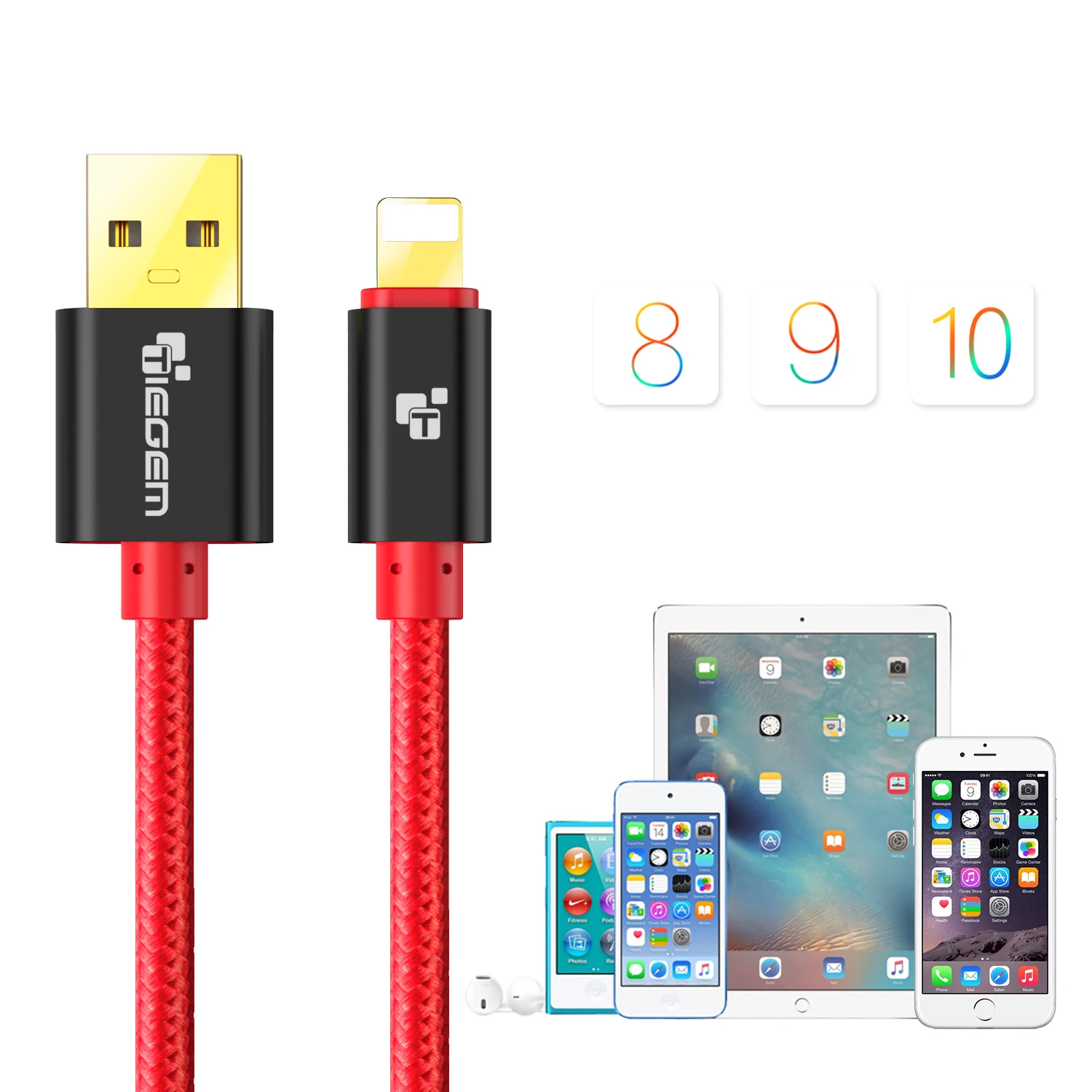 Tiegem нейлон плетеный кабель USB для iPhone 5 5S 7 Plus 1 м/2 м/3 м быстро зарядки синхронизации данных USB кабель для iPhone 6 6 S плюс 5S iPad