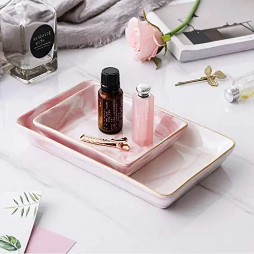 Nordic Style Marble Painting Phnom Penh Ceramic Jewelry Plate Ring Necklace Cosmetic Snack Dried Fruit Storage Tray Organizer