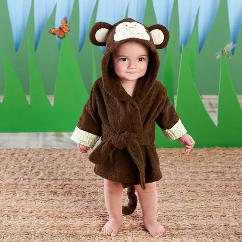 Одежда для маленьких мальчиков и девочек; халат с изображением животных; Банное полотенце с капюшоном для малышей; купальный костюм для малышей; мягкие халаты - Цвет: Coffee