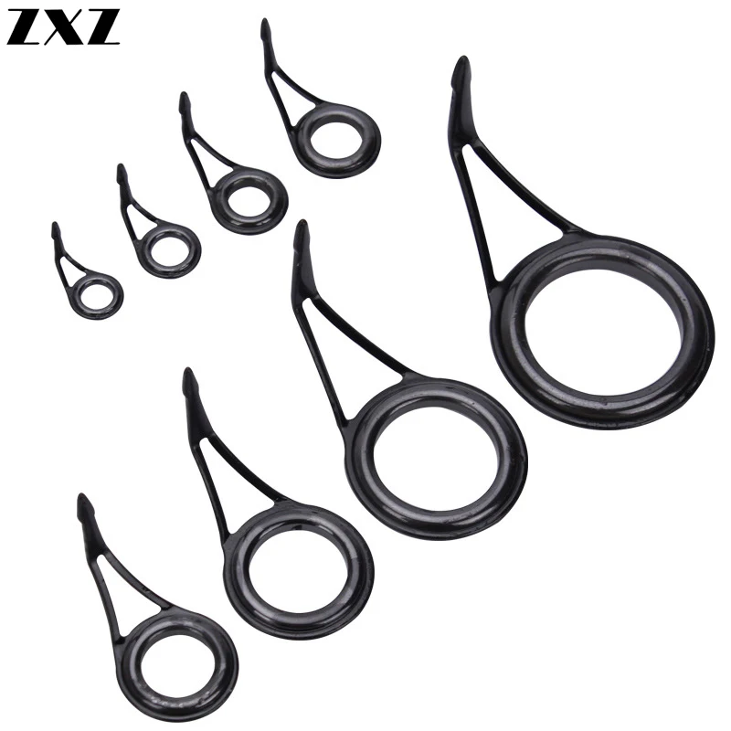 

50pcs 6-30# Single Leg Tip Tops Strong Line Rings Fishing Rod Build Guide Tip Top Repair Kit Sea Fishing Casting Rod Guides Set