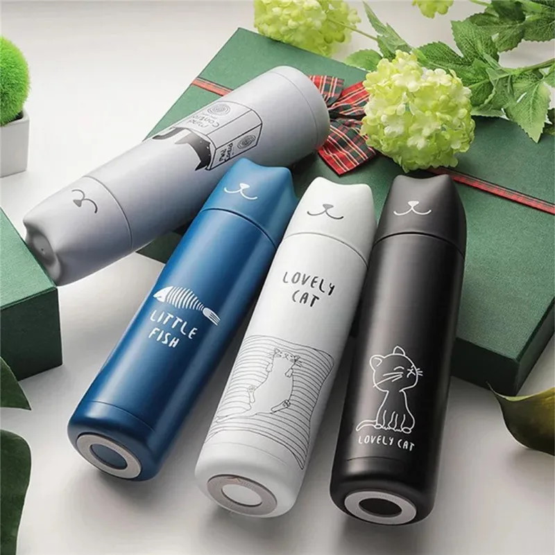 500ml Cute Cat Thermos Cup VacuumThermal Mug Flasks Thermos Lovers Thermos Stainless Steel Coffee Bottle Drink Travel Bottle 3