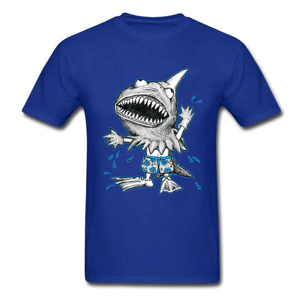 Classic Man Tops & Tees Land Shark Halloween Costume Top T-shirts Cotton Round Collar Short Sleeve T-Shirt Printed On Land Shark Halloween Costume blue