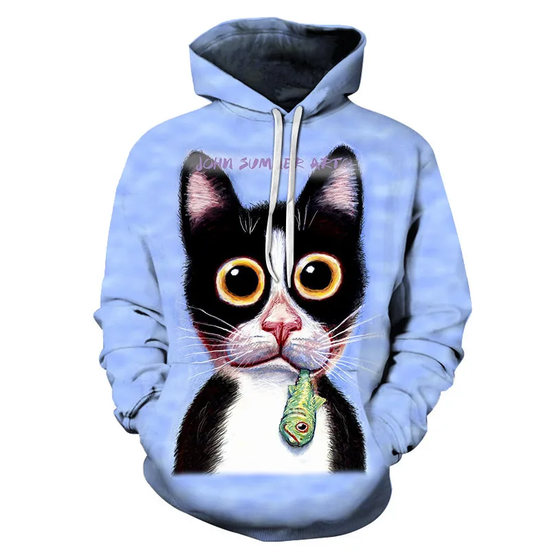 Funny Cat Hoodies Sweatshirts Men Tracksuit Hooded Coat Streetwear