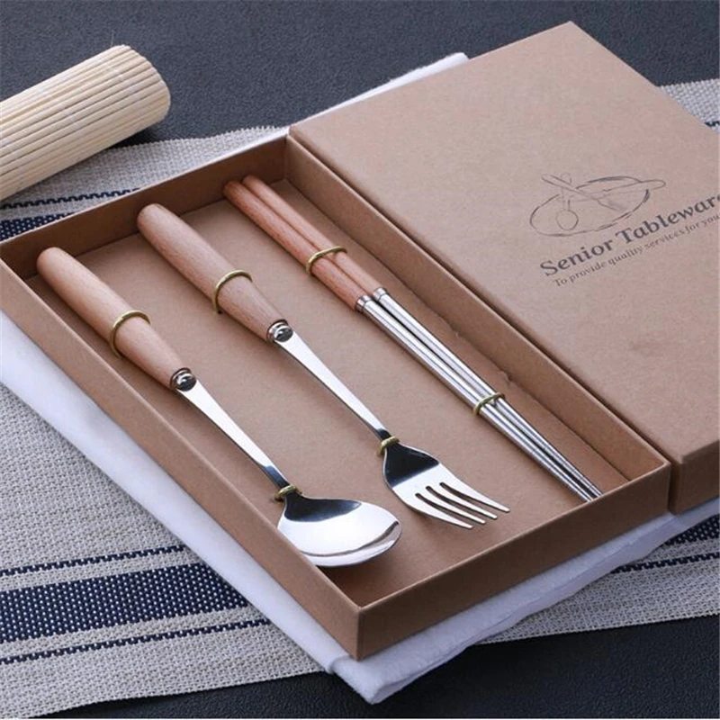 Набор посуды с деревянной ручкой набор кухонных столовых приборов Включает
