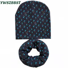 Новая весенняя хлопковая детская шапка, цветочный принт со звездой, набор из шапки и шарфа для девочек и мальчиков, детская вязаная шапка для малышей, шапки на осень и зиму, детская шапка