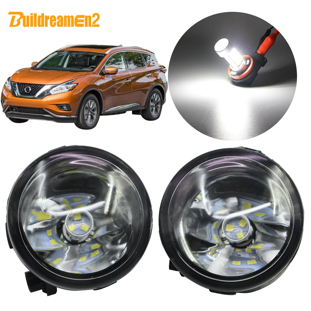 

Buildreamen2 For Nissan Murano Z51 Closed Off-Road Vehicle 2007-2014 Car H11 Fog Light Lampshade + Bulb Daytime Running Light