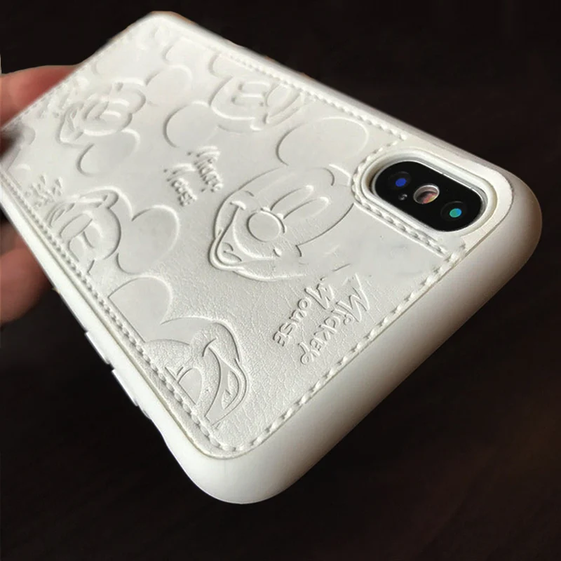 

Cute Mickey Minnie Mouse Phone Case for Coque iPhone XR XS MAX 6s 7 8 Plus 7Plus 8Plus Pu Leather Soft Silicon Mobile Cover Capa