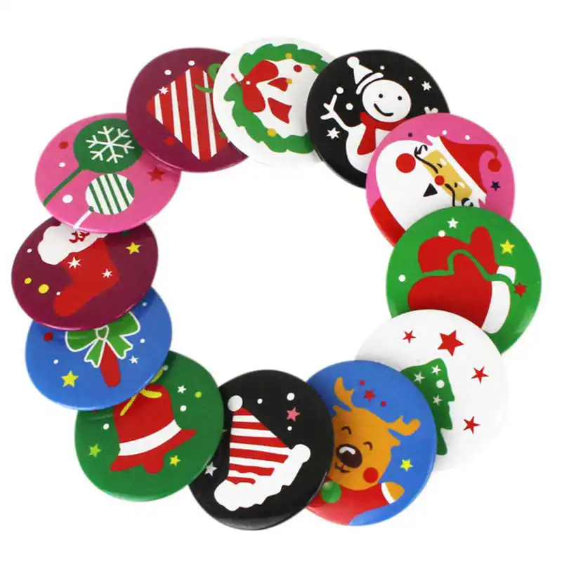 2018 Hot sale Metal Pinback Button Pin Round Brooch Badges Kid Xmas Party Gift Favor Christmas #2o30 (3)