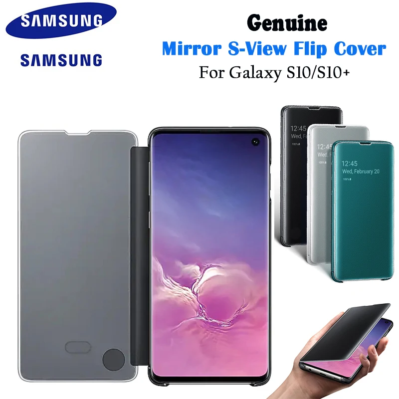 

100% Original Authentic Samsung Galaxy S10 S10 Plus Mirror S-View Filp Cover Standing Clear View Case EF-ZG975CWEGUS Kickstand