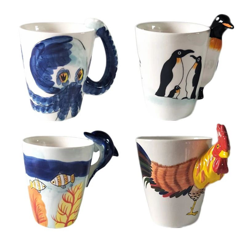 

Ceramics Animal Style Water Mug Creative Cute Penguin Cup Breakfast Milk Mug Coffee Tea Cup Glossy Home Drinkware 500ml/1pcs