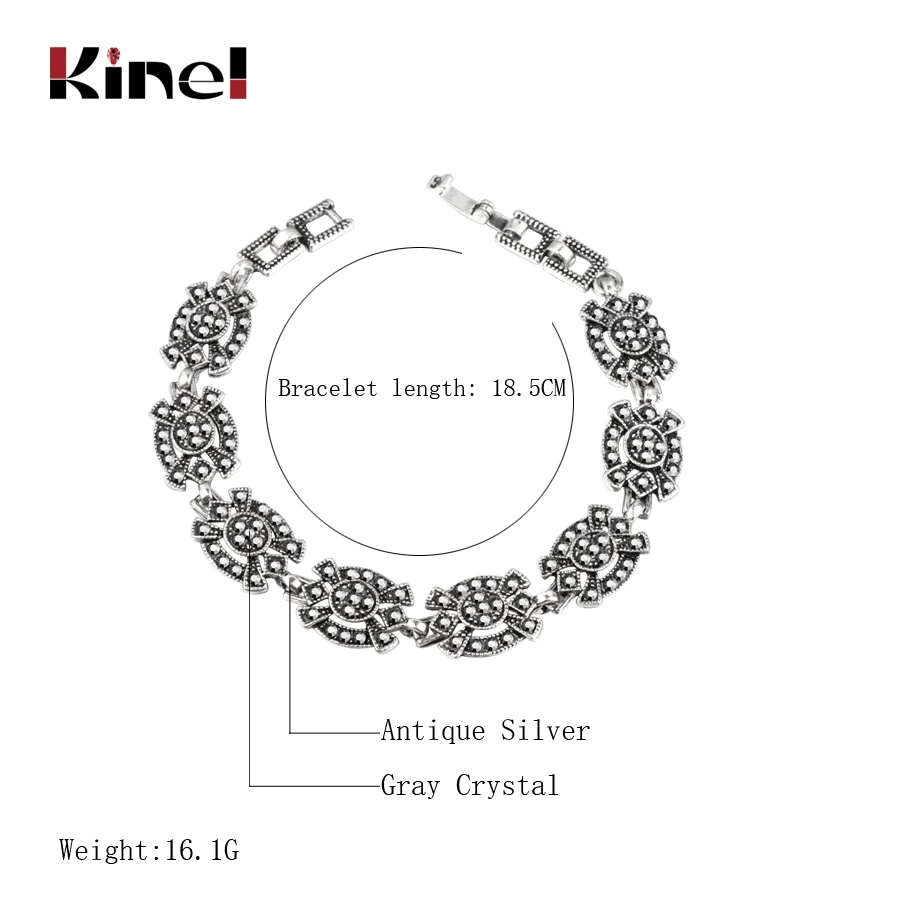 Kinel винтажный браслет Шарм черный с кристаллами в богемном стиле Этнические браслеты для женщин K1800