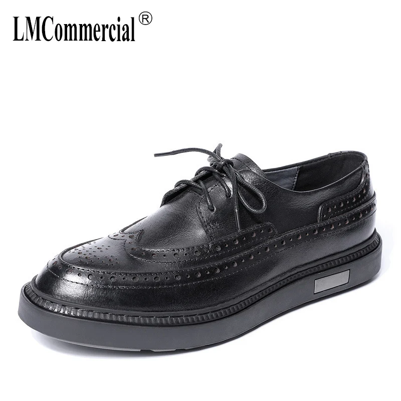 

spring autumn summer British reto men's casual shoes Genuine leather shoes male all-match cowhide breathable Men Dress bullock