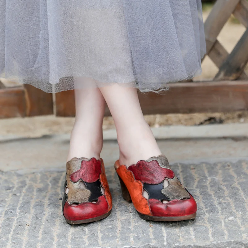 Tayunxing обувь ручной работы на высоком каблуке из натуральной кожи, разноцветные женские босоножки на платформе с закрытым носком, 038-707