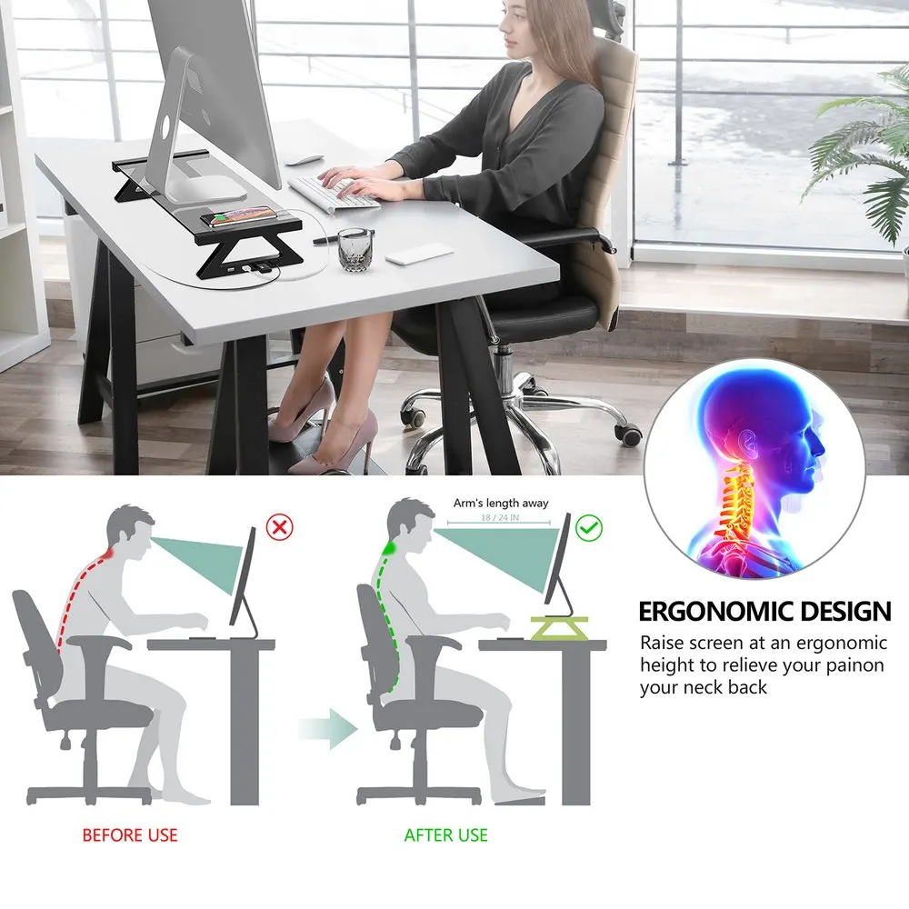 

Multi-function PC Monitor Laptop Stand Tempered Glass Computer Desk USB 2.0 Suit for Laptop Monitor Table Portable Good Quality