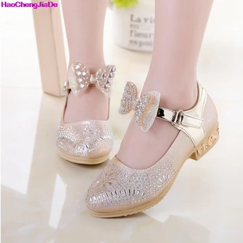 

HaoChengJiaDe Children Shoes Autumn Girls Princess Leather Shoes Bow Rhinestones Kids Dress Wedding Shoes Girls Casual Sneakers